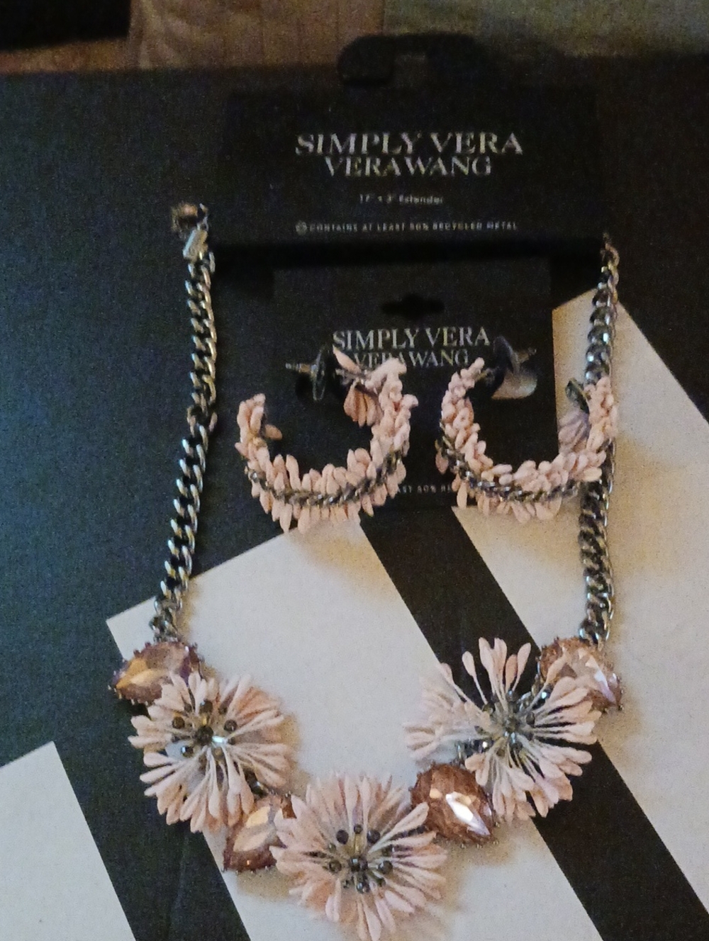 Simply Vera Vera Wang Pink Floral Statement Necklace & Hoop Earring Set